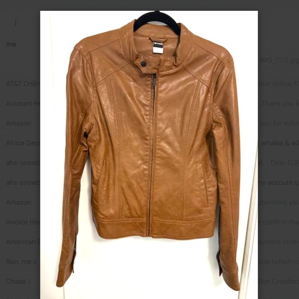 Cruel NWT Women's Light Brown Faux Leather Bomber Jacket Coat w Snakeskin Lining